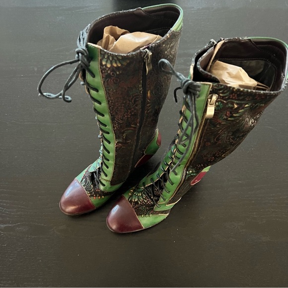 Shoes - Stylish Green and Purple Women's Boots